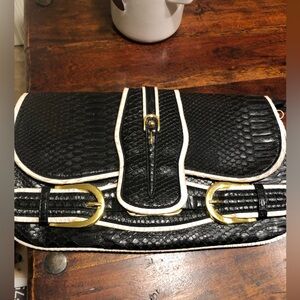 Nilla Anthony Satchel Hand Bag Black & White